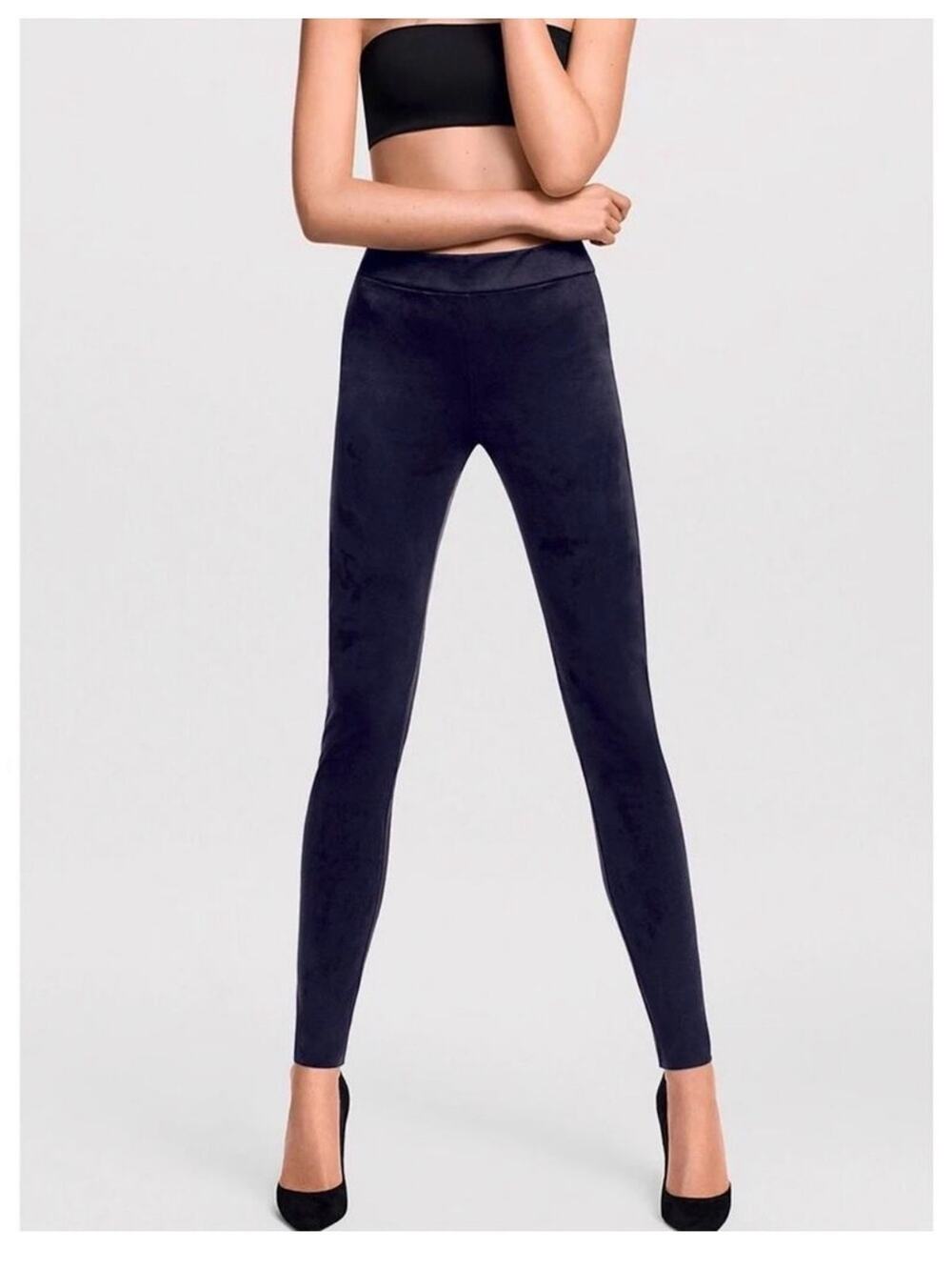 Wolford Leggings Faux Suede Black Skinny Leg Pants Women's Size 12